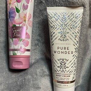 Bath & Body Works Sweet Pea and Pure Wonder Body Cream Duo - Pink and White
